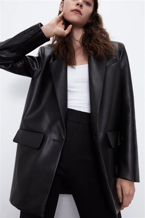 zara leather blazer